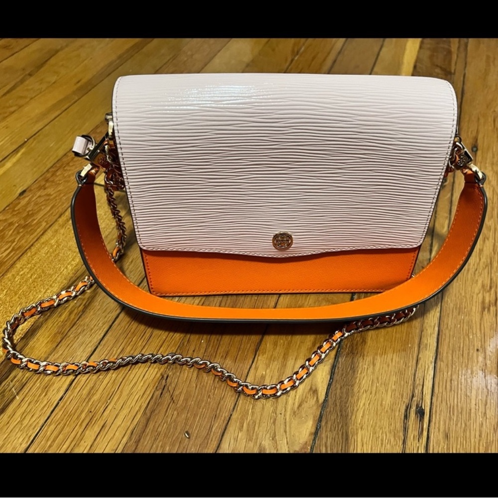 Tory Burch Robinson Colorblock Convertible Shoulder Bag in Orange - Brand New!